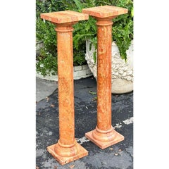 Pair of Antique Italian Sienna Marble Pedestals, Early 20th Century