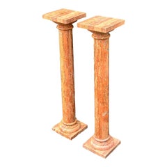 Pair of Antique Italian Sienna Marble Pedestals, Early 20th Century