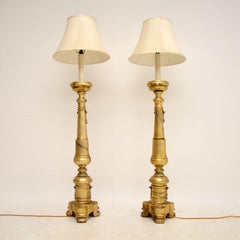 Pair of Antique Italian Silver Gilt Floor Lamps