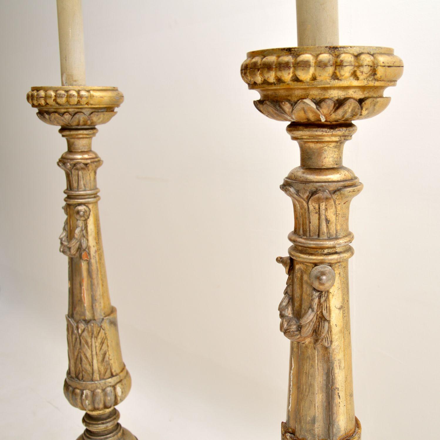 Pair of Antique Italian Silver Gilt Floor Lamps 3