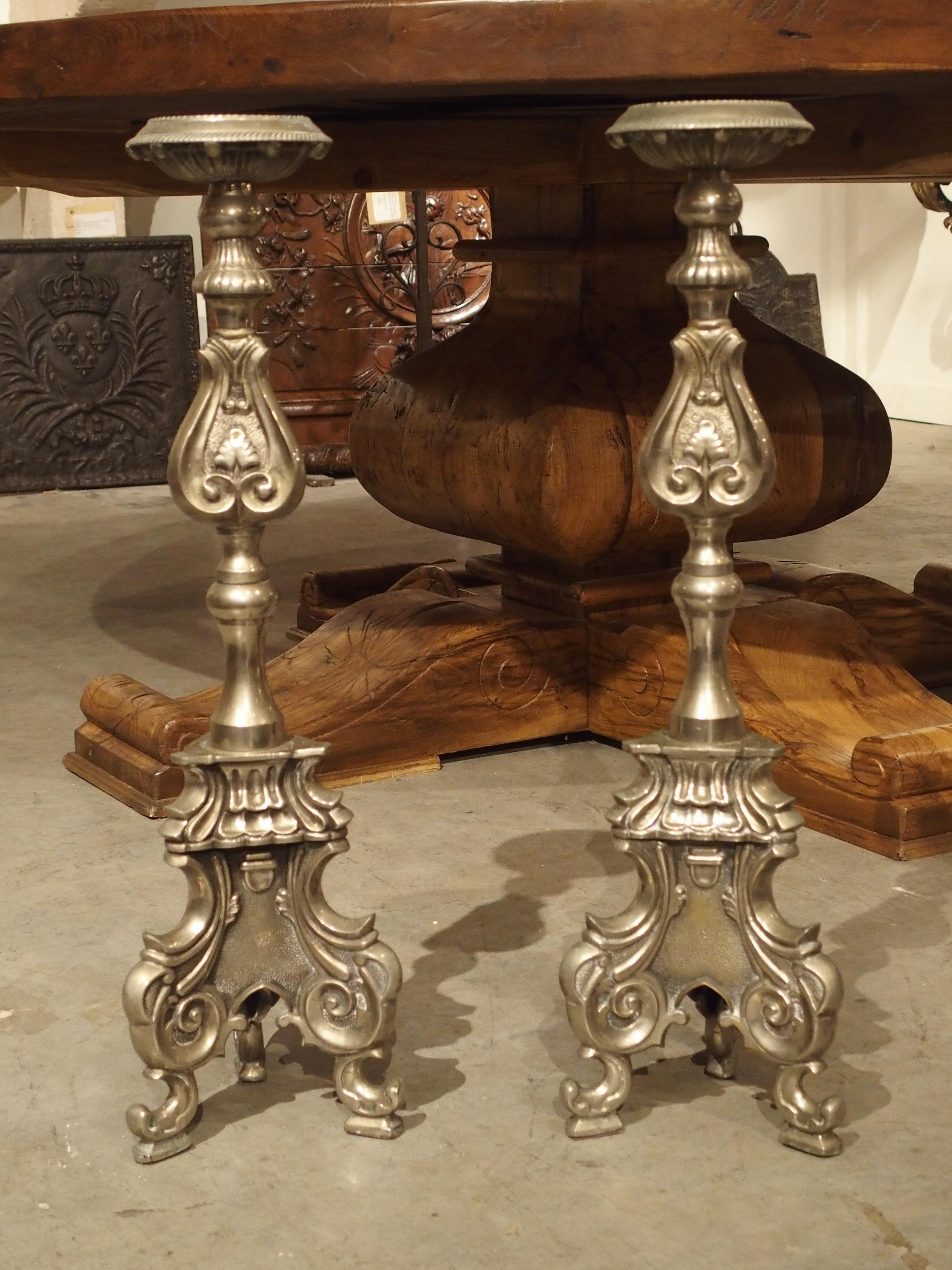 Pair of Antique Italian Silvered Bronze Candlesticks, Circa 1880 For Sale 15
