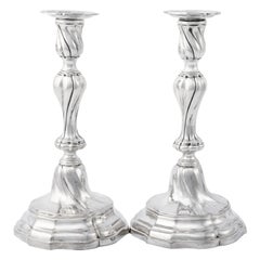 Pair of Antique Italian Sterling Silver Candlesticks/Candleholders, circa 1770