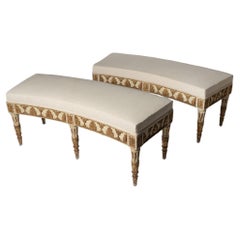 Pair of antique Italian stools, window seats