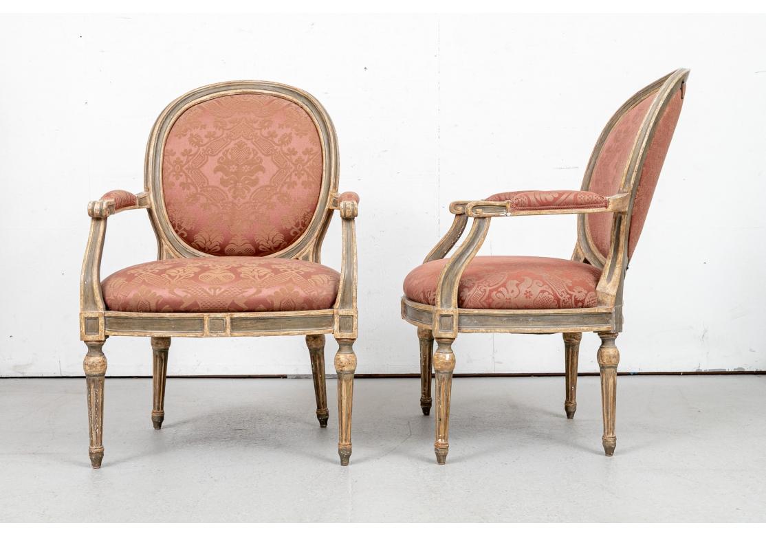 Pair of Antique Italian Upholstered Fauteuils, Dennis & Leen For Sale 4
