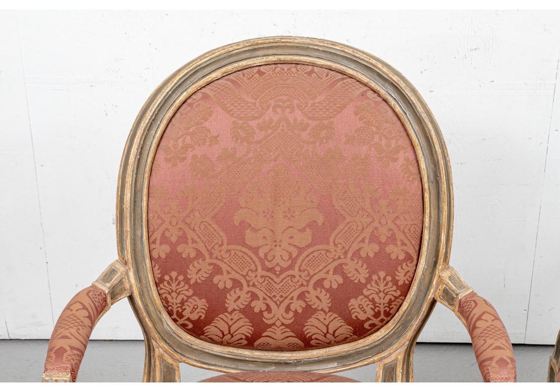 Louis XVI Pair of Antique Italian Upholstered Fauteuils, Dennis & Leen For Sale