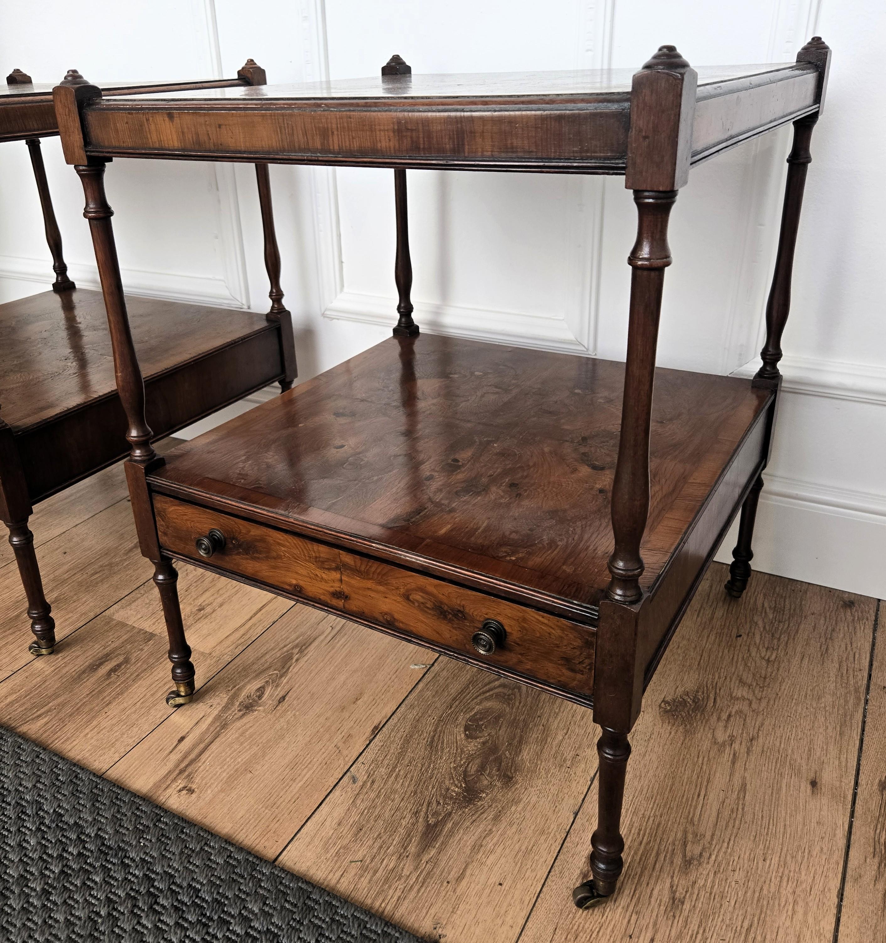 Pair of Antique Italian Wood Night Stands Bed or Side Tables For Sale 4