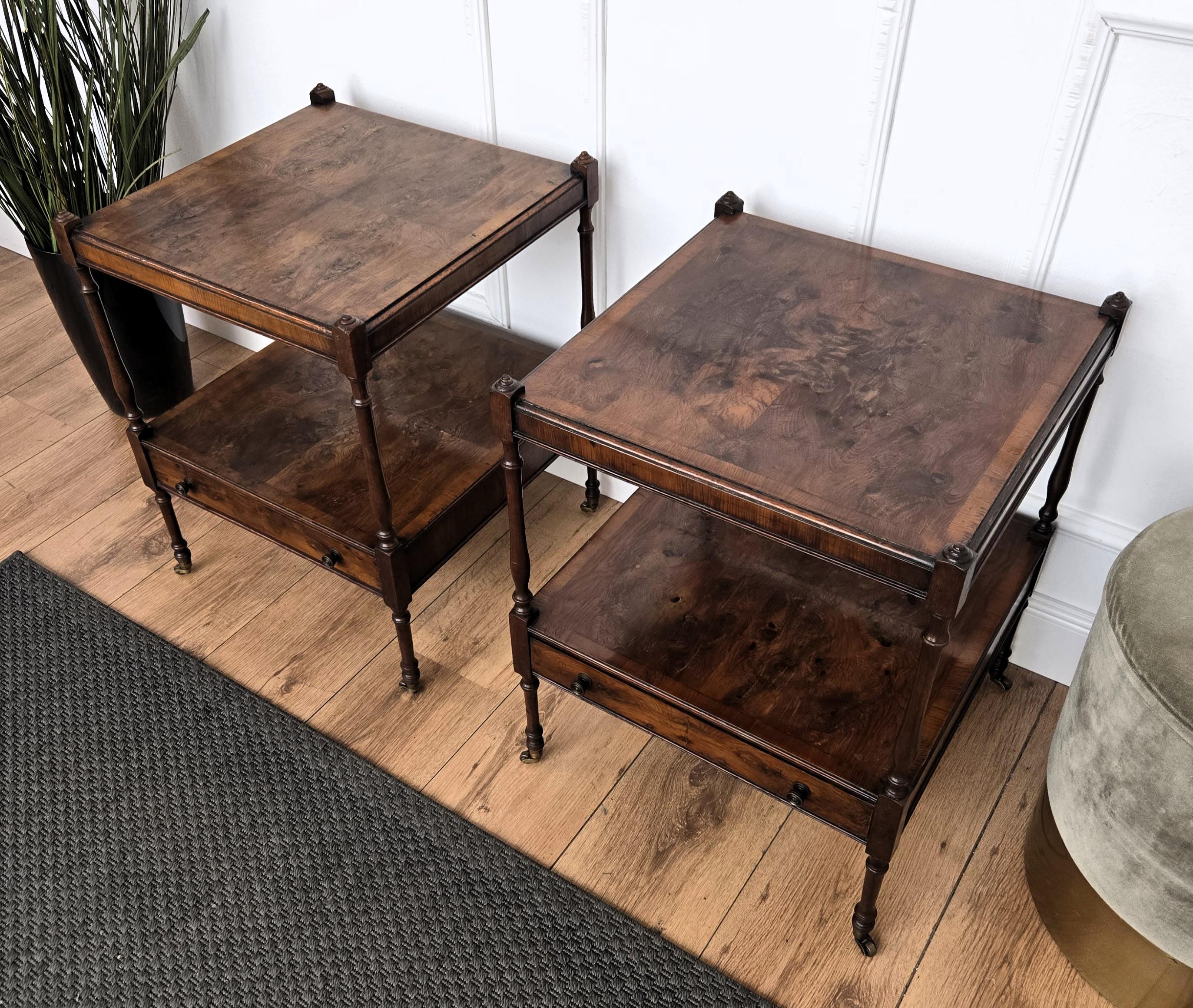 Pair of Antique Italian Wood Night Stands Bed or Side Tables For Sale 1