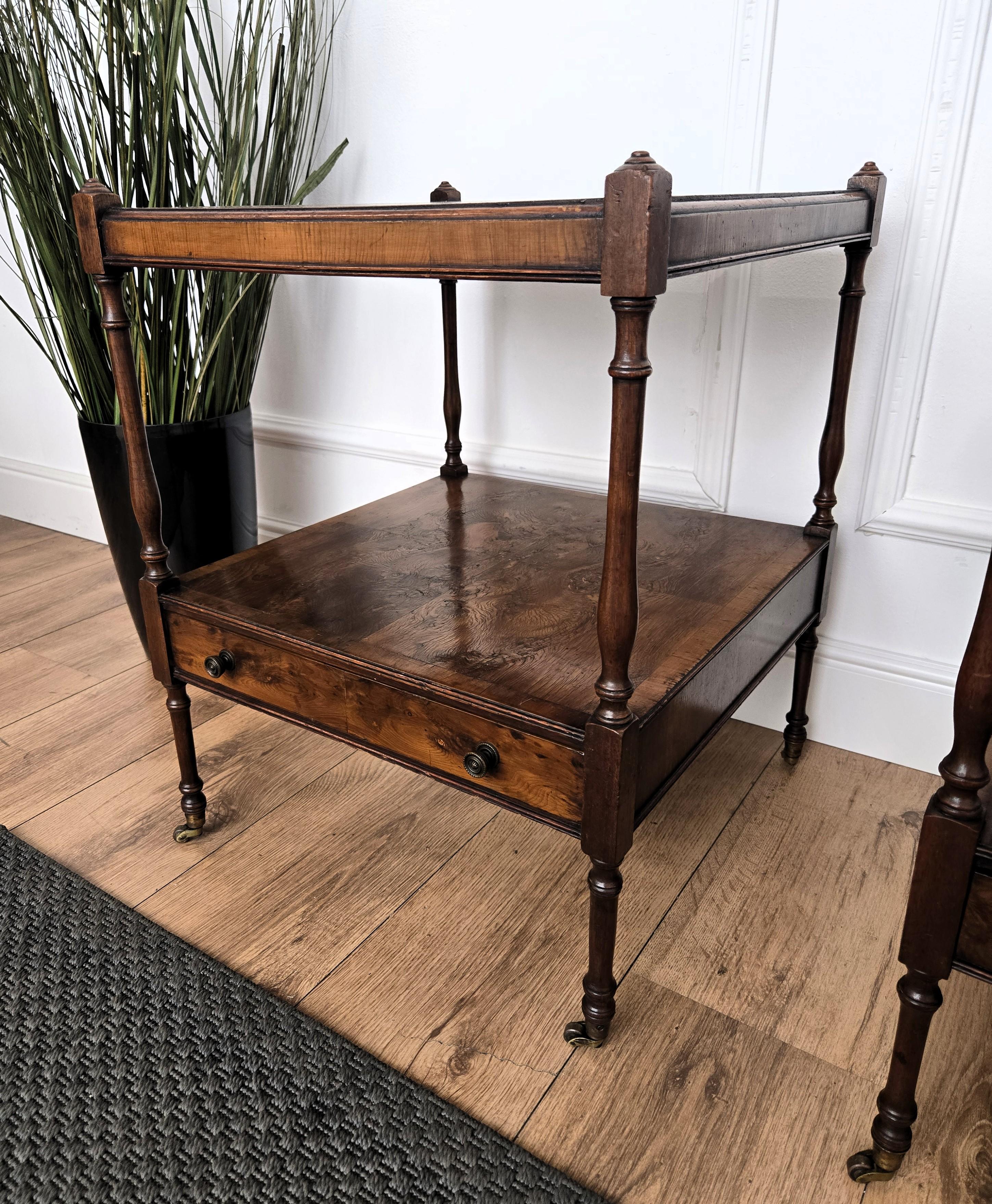 Pair of Antique Italian Wood Night Stands Bed or Side Tables For Sale 3