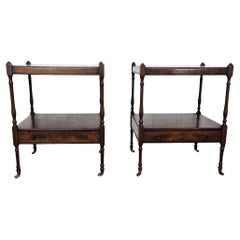 Pair of Antique Italian Wood Night Stands Bed or Side Tables
