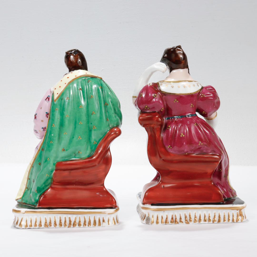 Pair of Antique Jacob Petit Type French Porcelain Figural Perfume Bottles In Fair Condition For Sale In Philadelphia, PA