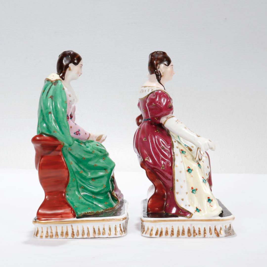 19th Century Pair of Antique Jacob Petit Type French Porcelain Figural Perfume Bottles For Sale