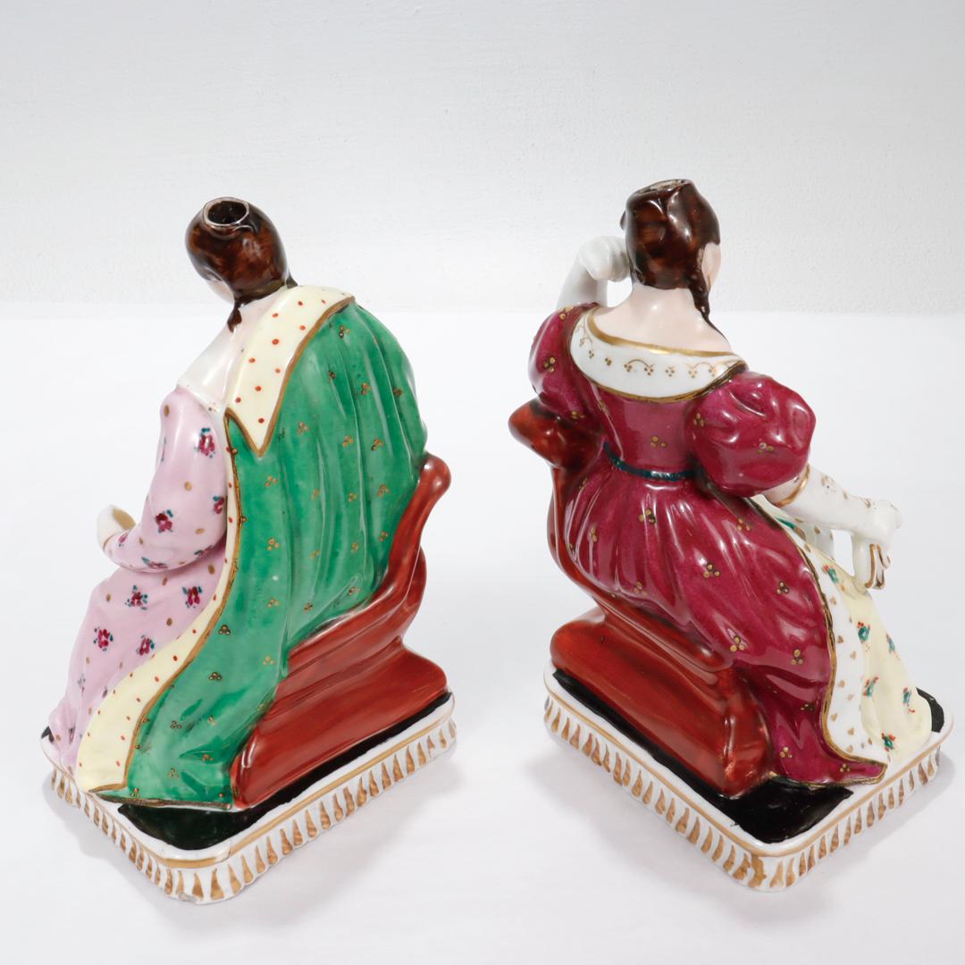 Pair of Antique Jacob Petit Type French Porcelain Figural Perfume Bottles For Sale 3