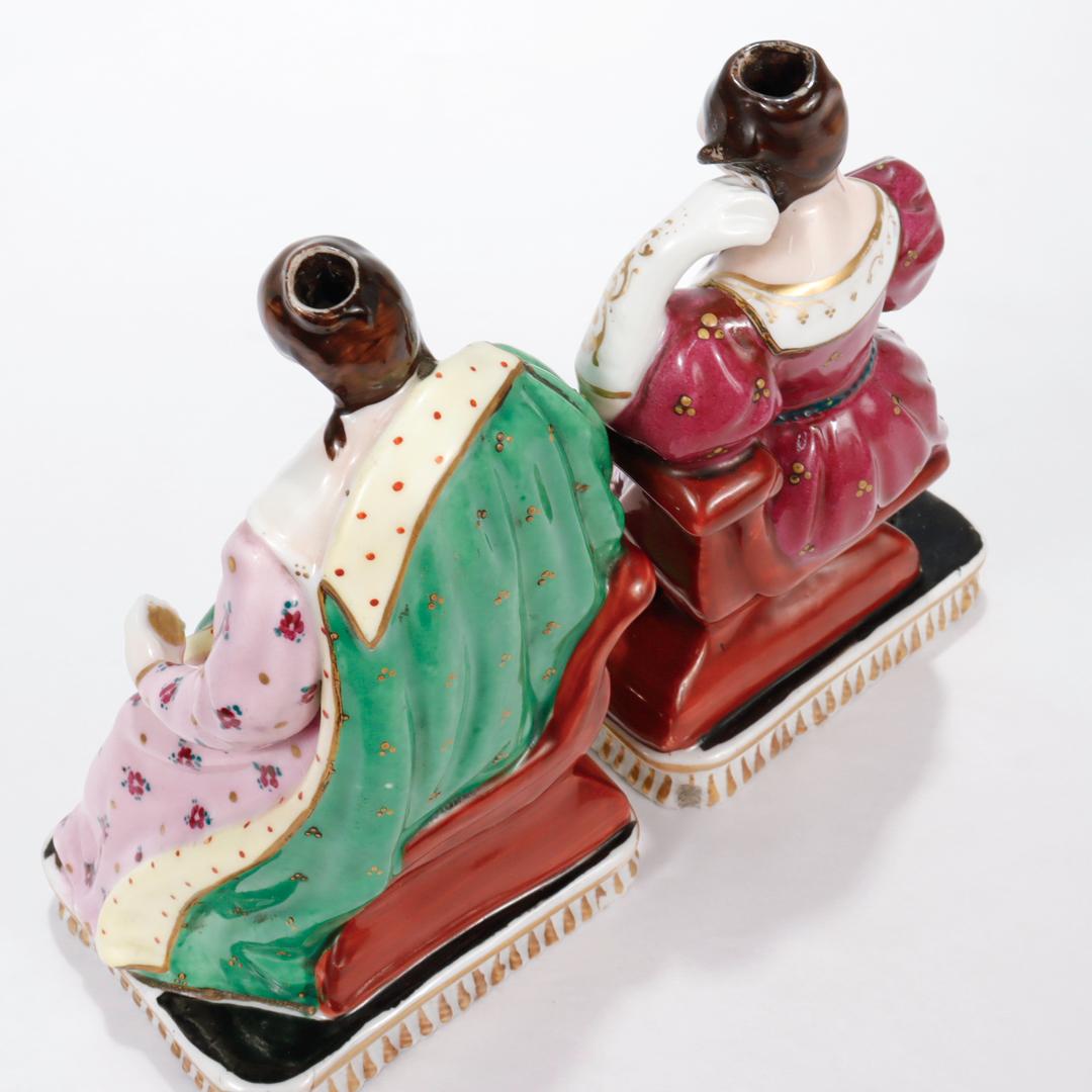 Pair of Antique Jacob Petit Type French Porcelain Figural Perfume Bottles For Sale 4