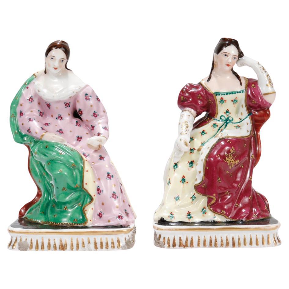 Pair of Antique Jacob Petit Type French Porcelain Figural Perfume Bottles For Sale