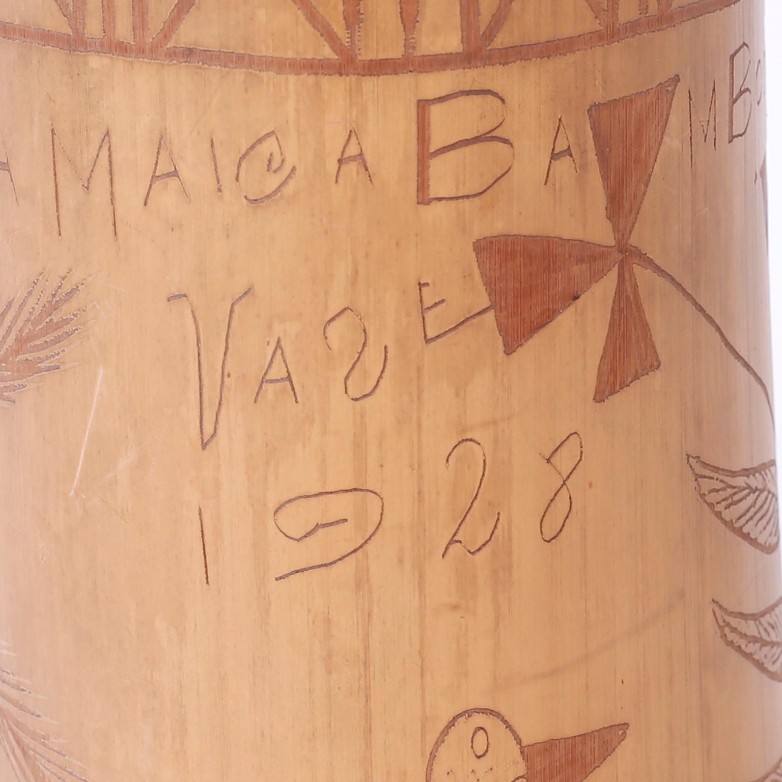 Bamboo Pair of Antique Jamaican Vases