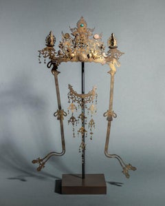 Pair of Antique Japanese Buddhist Temple Headdress and Necklace Ornaments