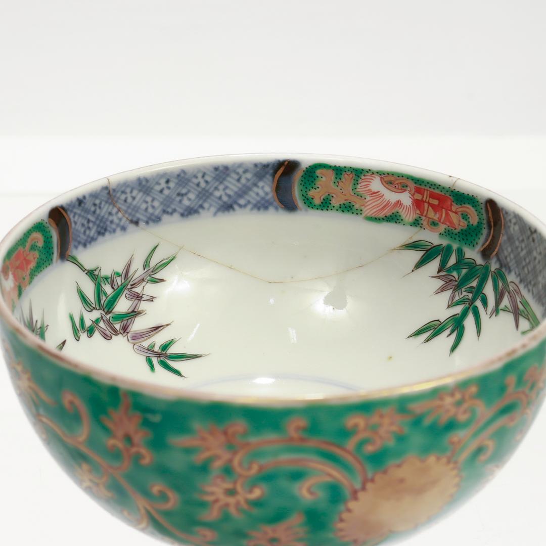 Pareja de Arroceras y Tapas Antiguas de Porcelana Imari Arita Japonesa/China Dorada en venta 9