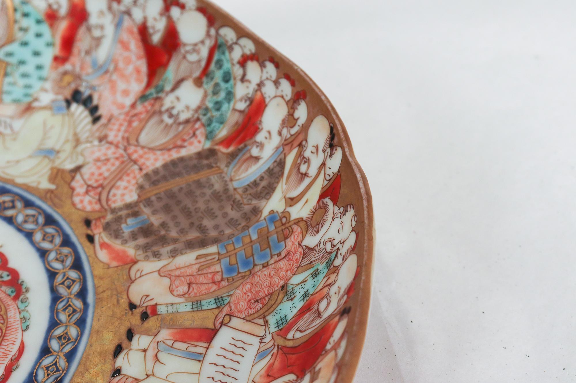 Pair of Antique Japanese Gilt Imari Porcelain 1000 Faces Variant Pattern Plates 5