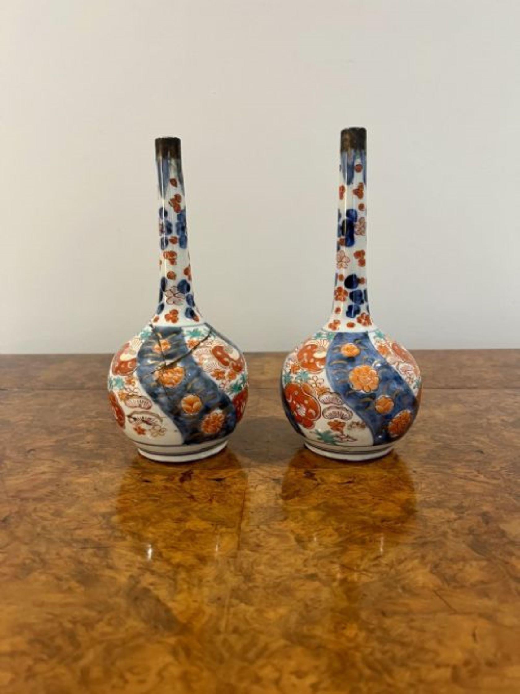 20th Century Pair of antique Japanese Imari vases  For Sale