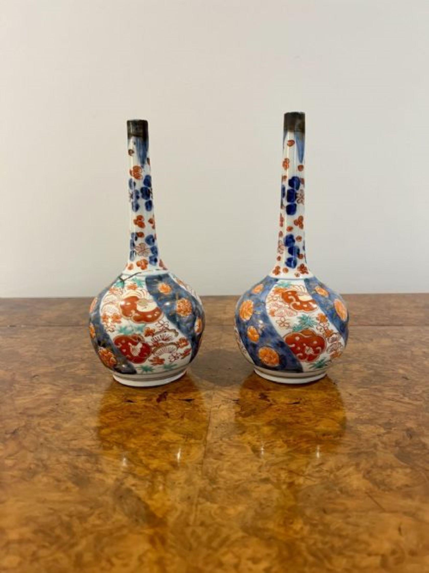 Ceramic Pair of antique Japanese Imari vases  For Sale