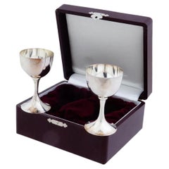 Pair Of Antique Japanese Imperial Silver Sake Cups