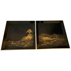 Pair of Antique Japanese Maki-e Lacquer Trays