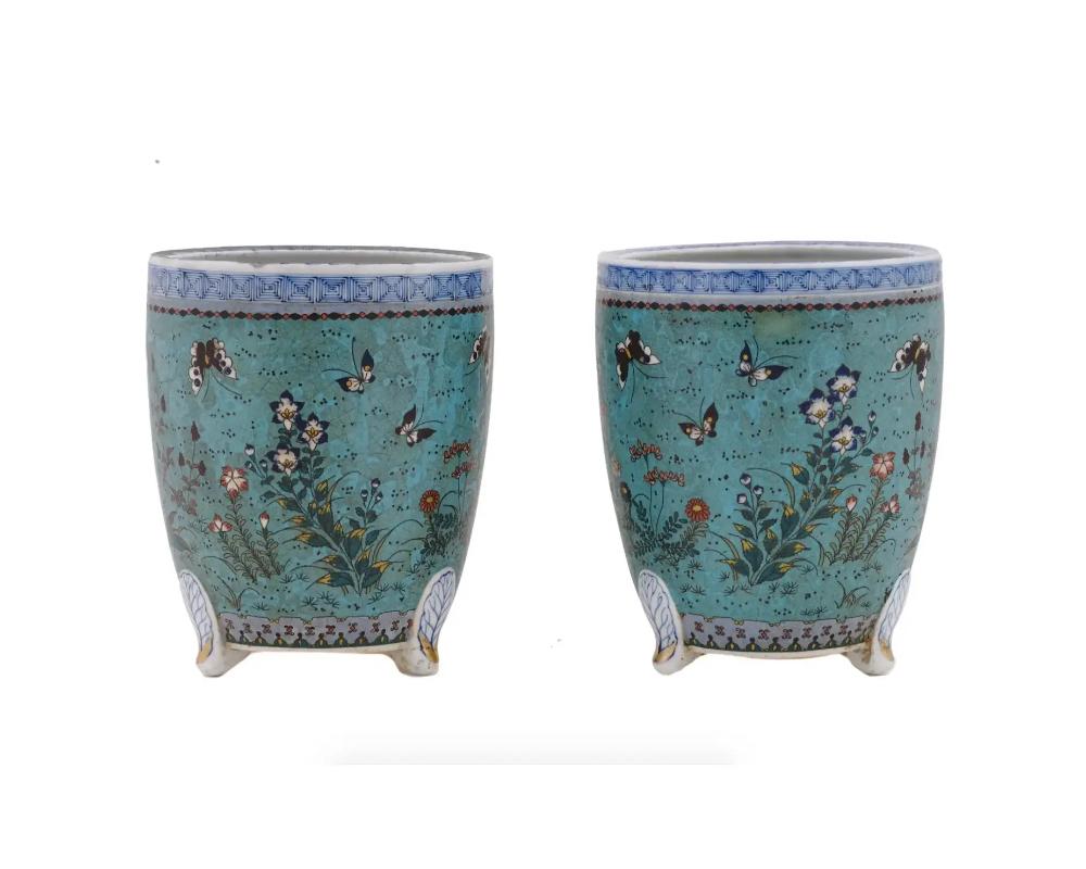 20th Century Pair of Antique Japanese Meiji Period Cloisonne Enamel Cache Pots For Sale