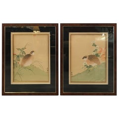 Pair of Antique Japanese Paintings on Silk