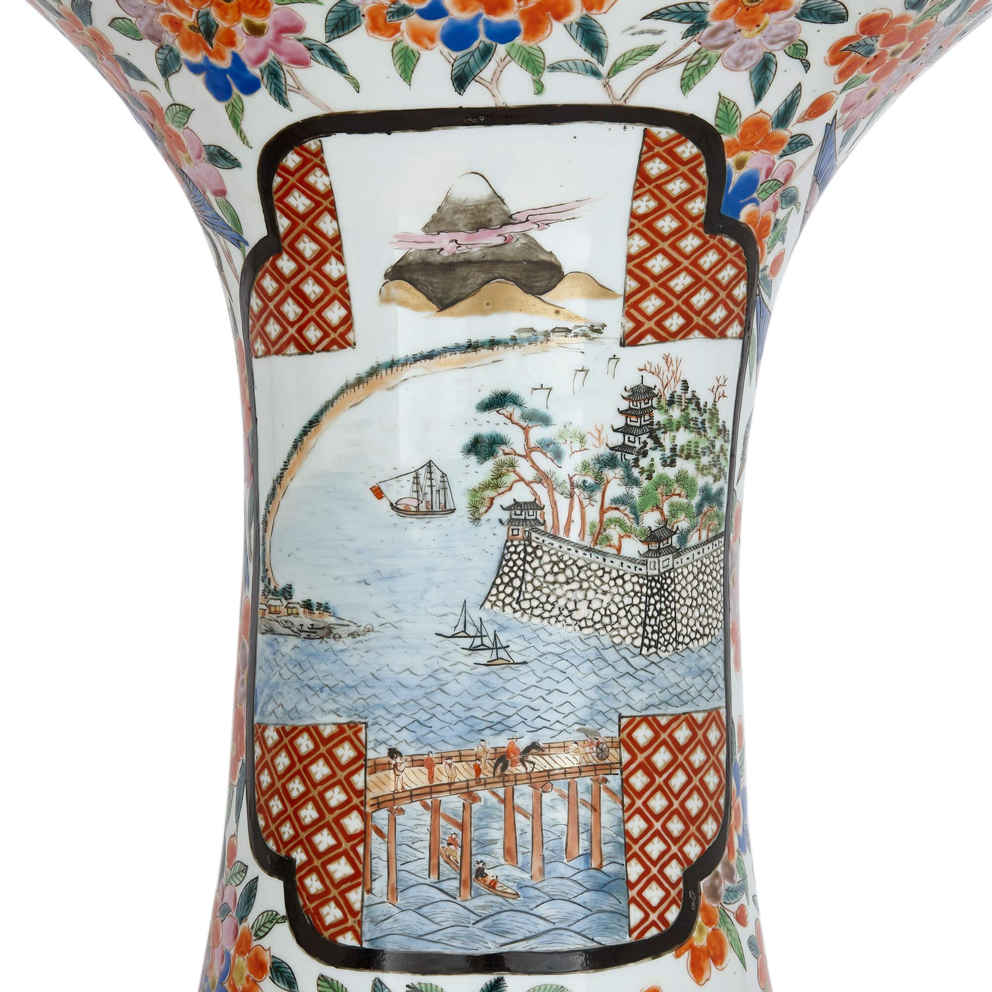 Porcelain Pair of antique Japanese porcelain vases For Sale