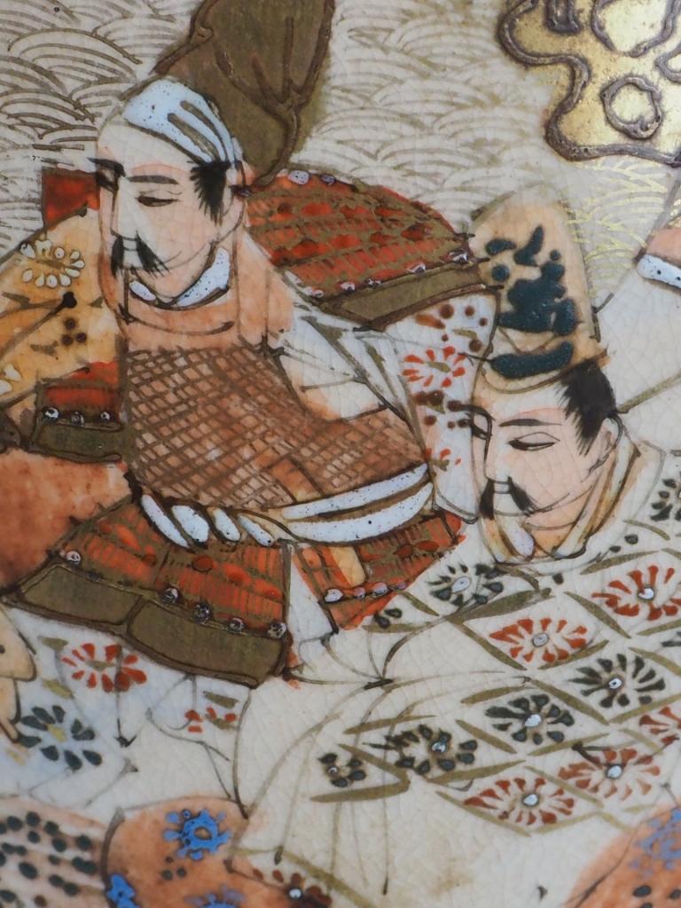 Paire de lampes de table anciennes en porcelaine de Satsuma - Peinture à la main de la période Meiji en vente 7