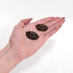 Pair of Antique Japanese Menuki Shisa or Fu Dog Face Mixed Metals Cufflinks