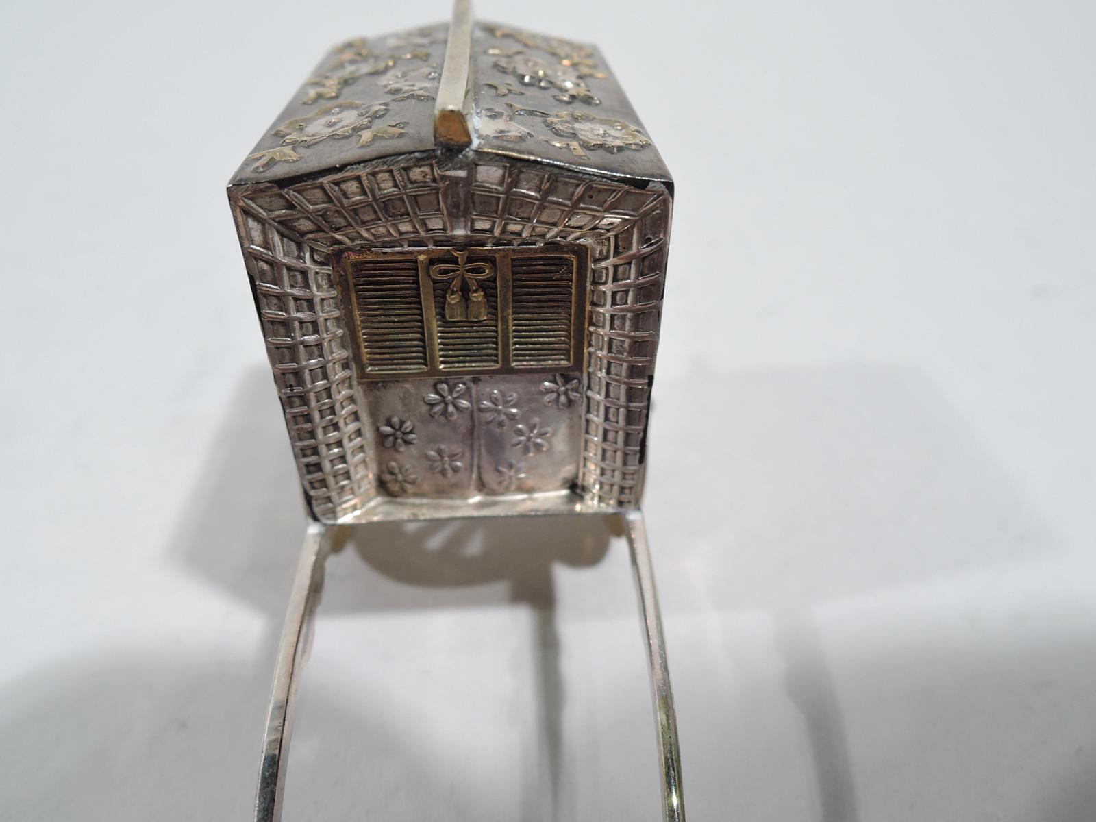 Meiji Pair of Antique Japanese Silver Gilt Novelty Salt & Pepper Shakers