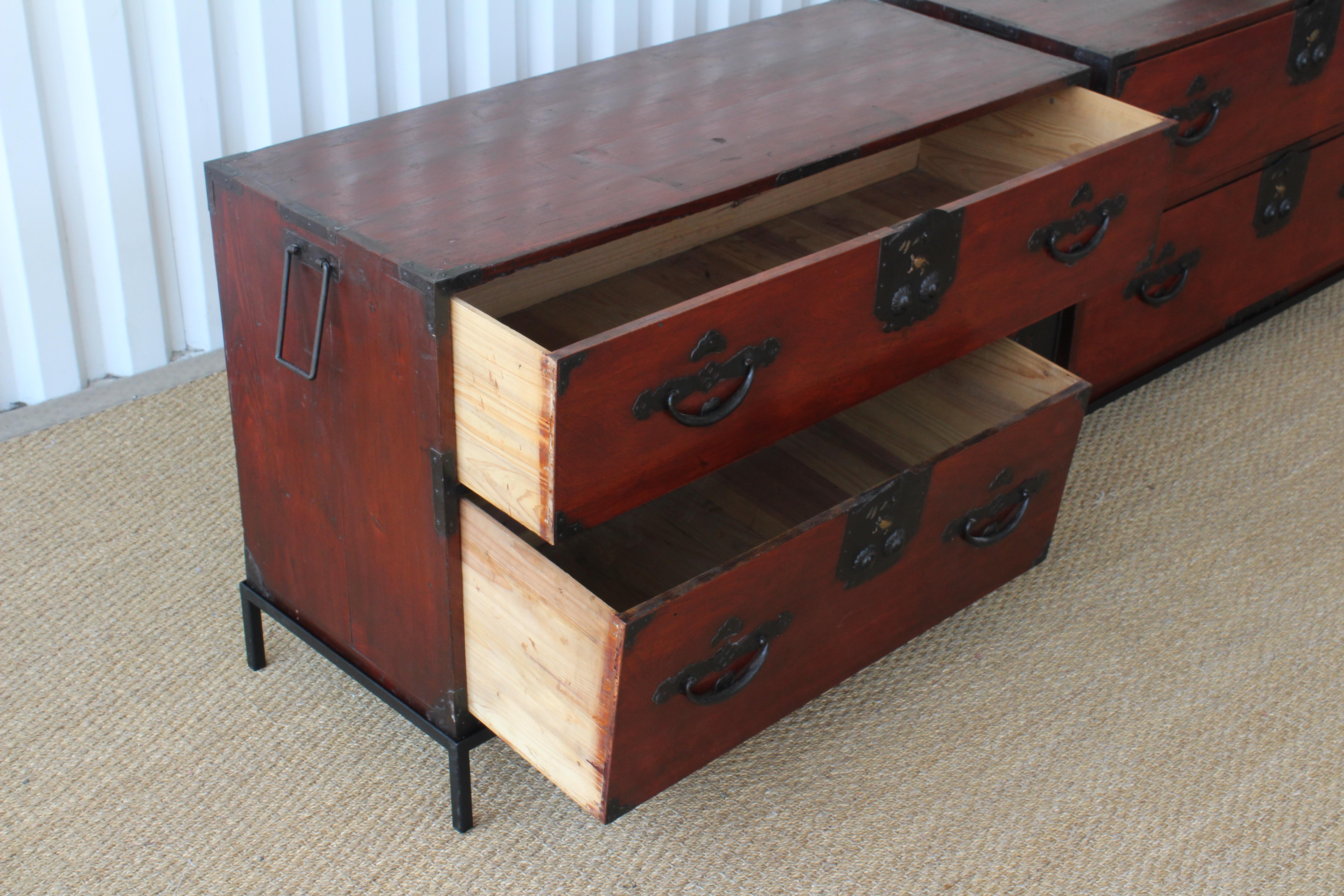 Coppia di antiche cassapanche giapponesi Tansu, 1890 10