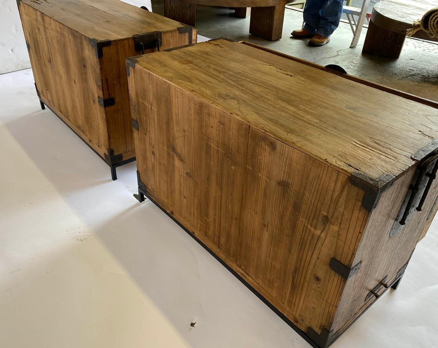 Pair of Antique Japanese Tansus with Custom Bases 5