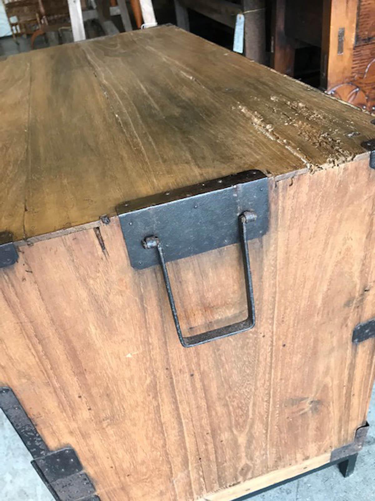 Iron Pair of Antique Japanese Tansus with Custom Bases