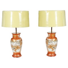 Pair of Antique Japanese Vases Converted into Table Lamps