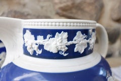 Pair of Antique Jasper Cobalt Blue and White Pitchers, over 85 Years Old