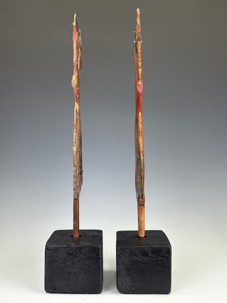 Pair of Antique Javanese Wayang Golek Shadow Puppets on Stands, Early 20th Centu For Sale 6