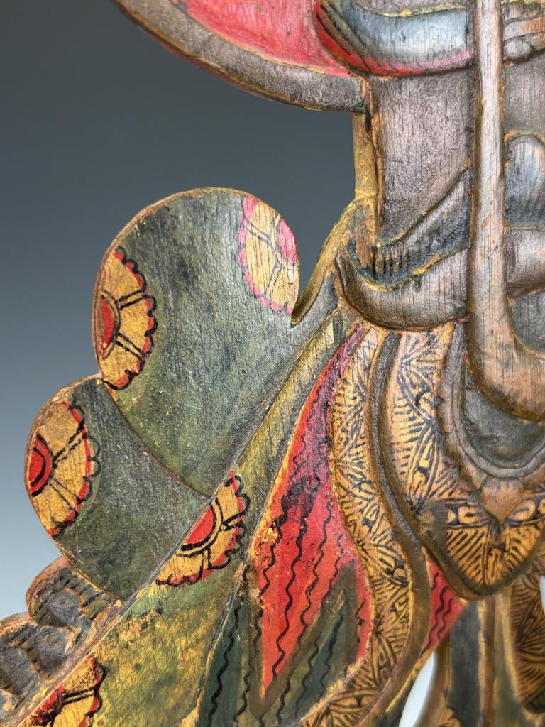 Pair of Antique Javanese Wayang Golek Shadow Puppets on Stands, Early 20th Centu For Sale 12