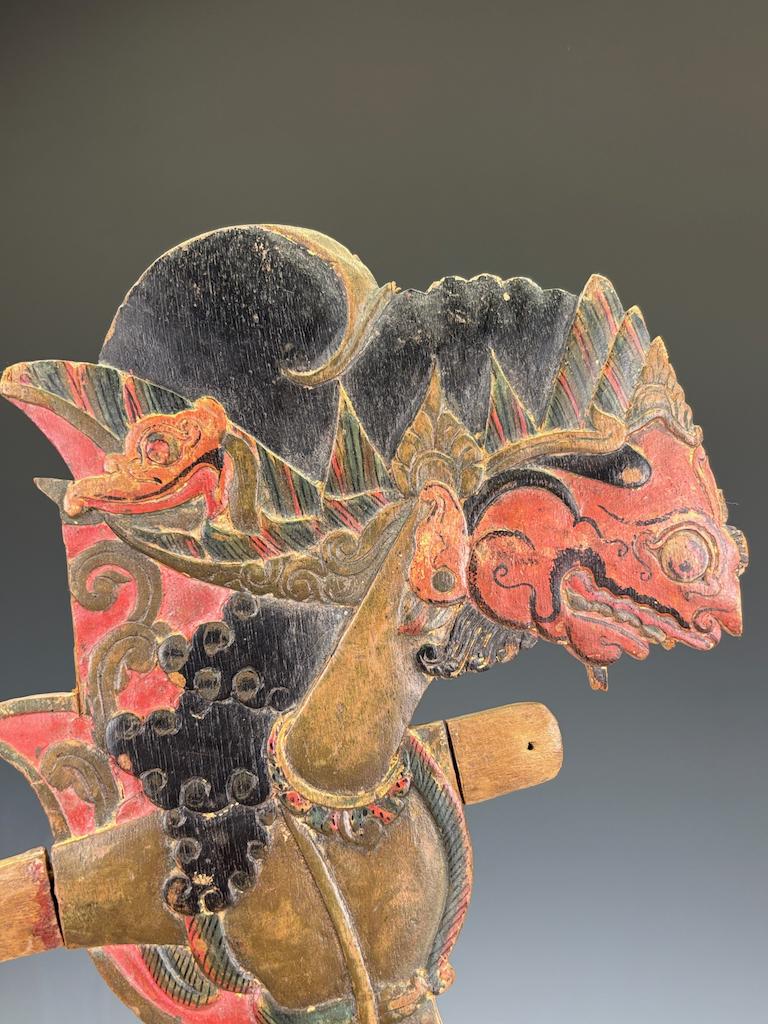 20th Century Pair of Antique Javanese Wayang Golek Shadow Puppets on Stands, Early 20th Centu For Sale