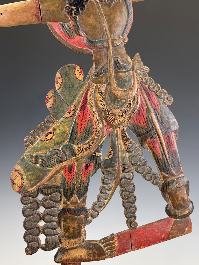 Pair of Antique Javanese Wayang Golek Shadow Puppets on Stands, Early 20th Centu For Sale 1