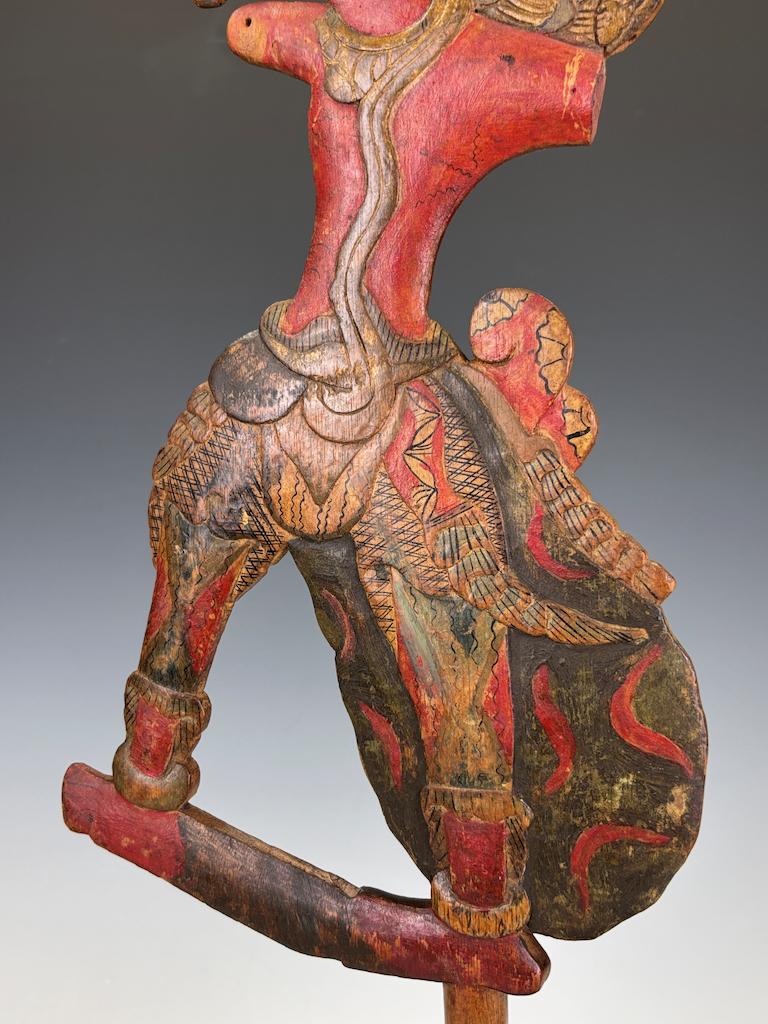 Pair of Antique Javanese Wayang Golek Shadow Puppets on Stands, Early 20th Centu For Sale 2