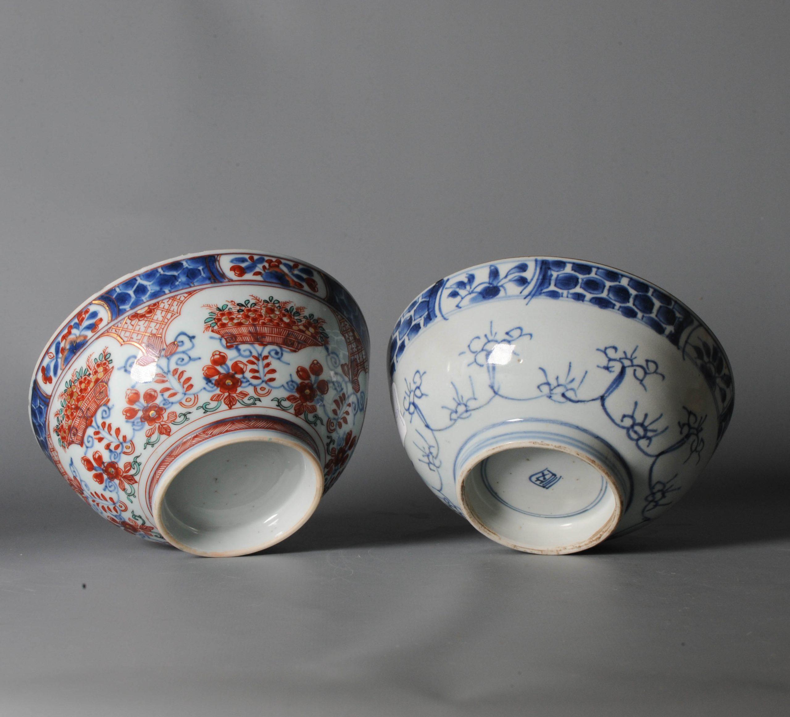 18th Century and Earlier Pair of Antique Kangxi Bowls Amsterdams Bont Blue White, 18 C For Sale