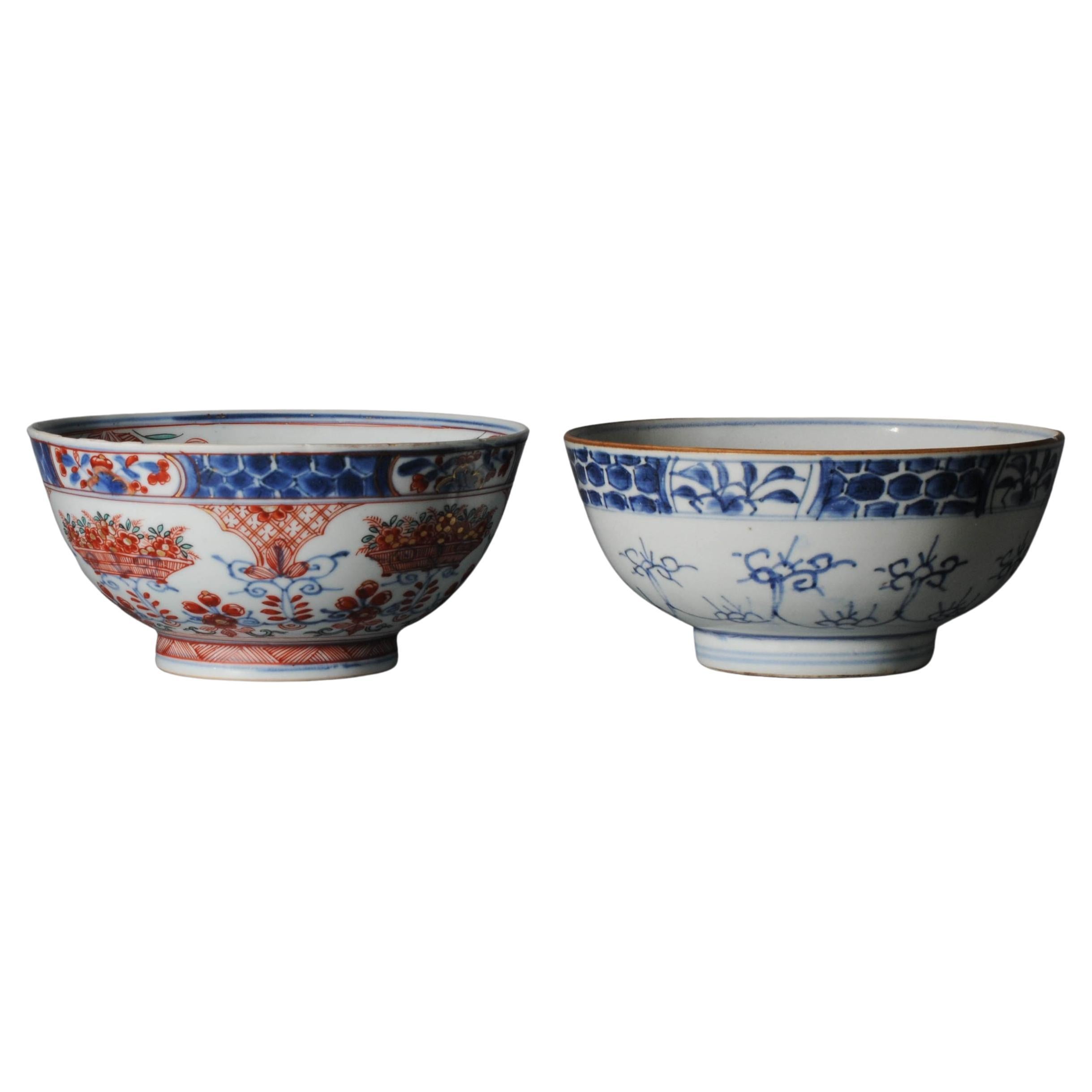 Pair of Antique Kangxi Bowls Amsterdams Bont Blue White, 18 C For Sale