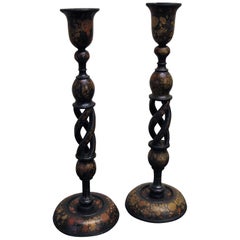 Pair of Antique Kashmiri Candlesticks or Lamps