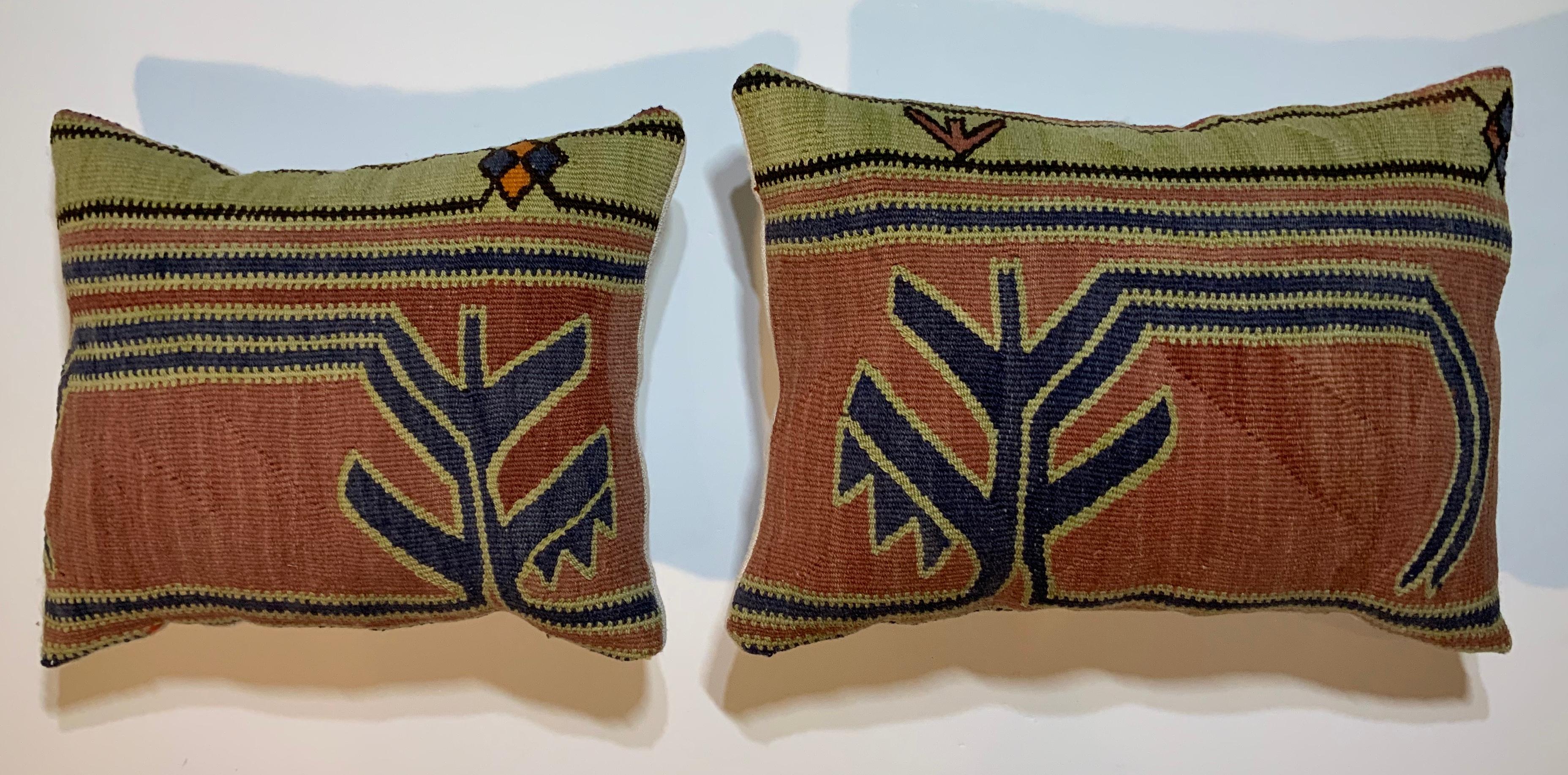 Pair of Antique Kazak Rug Pillows 2
