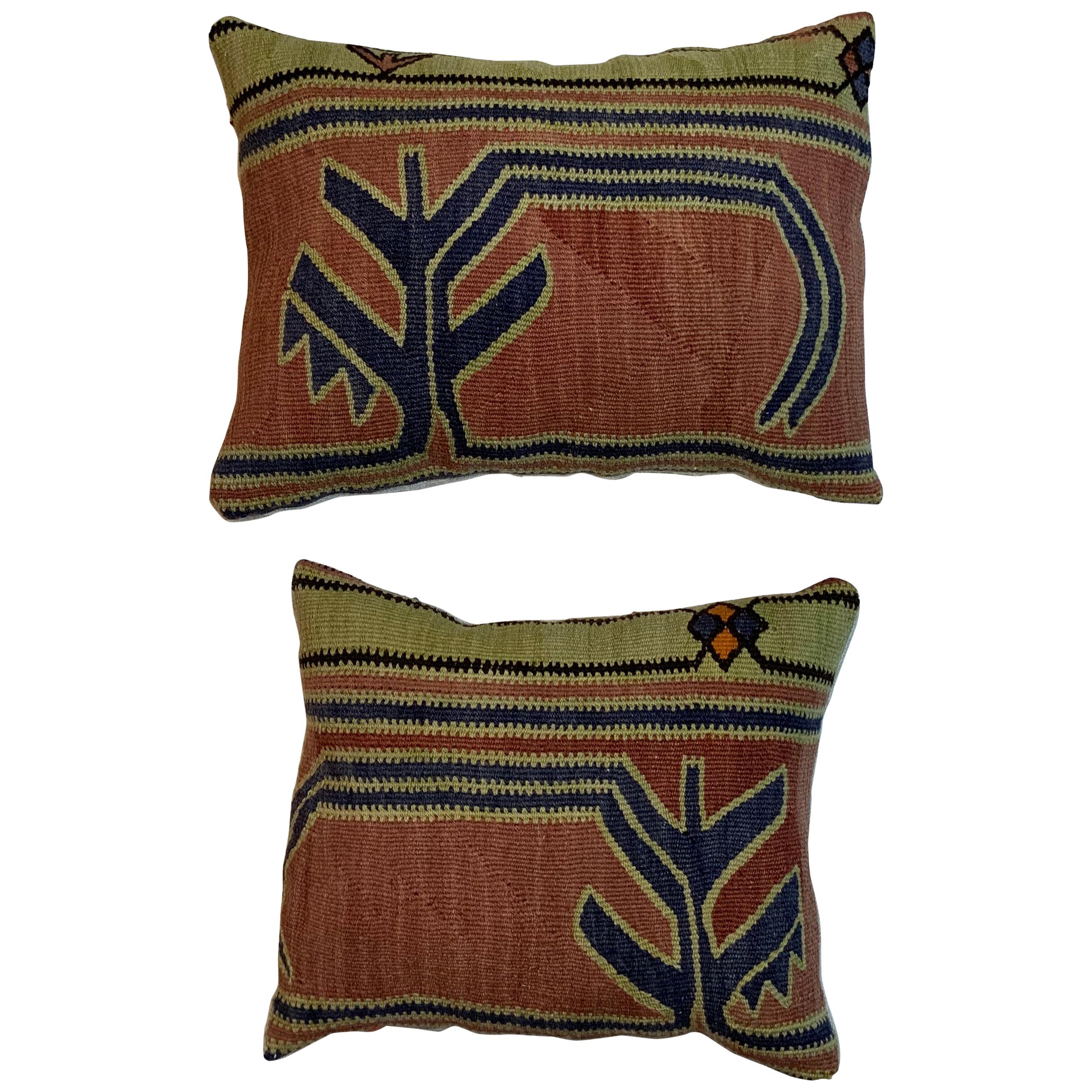 Pair of Antique Kazak Rug Pillows