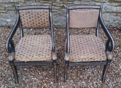 Pair of Antique Klismos Chairs with Sabre Legs and Gilt and Ebonised Decoration