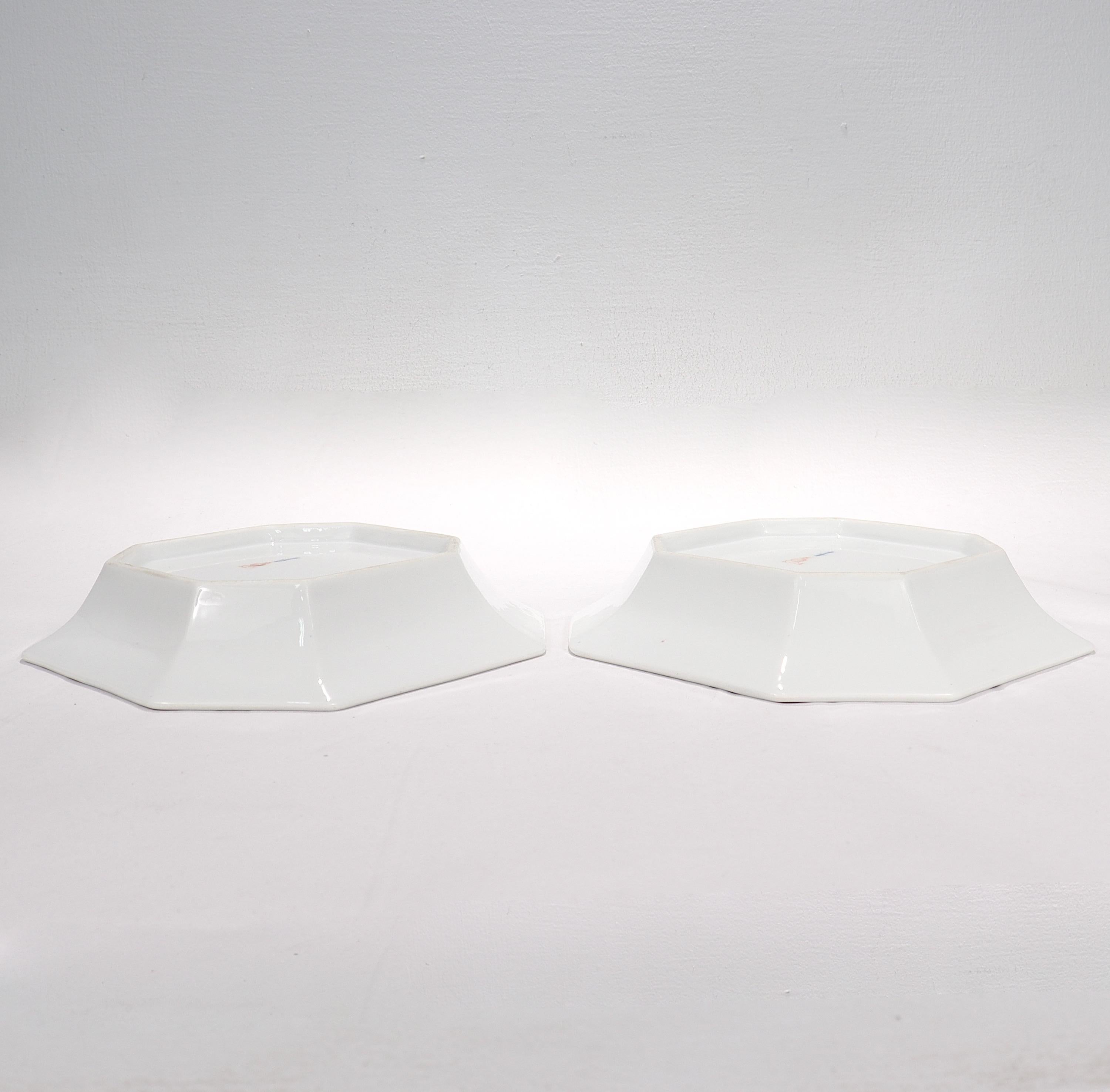 Pair of Antique KPM Royal Berlin Armorial Octagonal Porcelain Bowls or Plates For Sale 2