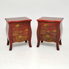 Paar antike lackierte Chinoiserie-Nachttische